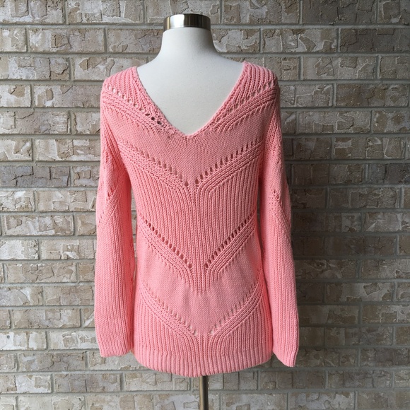 NWT LOFT Pointelle Scoop Back PeachPink Sweater XL - Picture 4 of 7